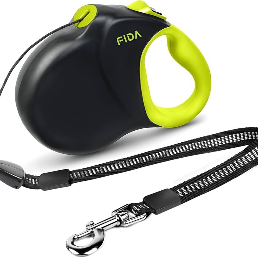 Black and Yellow Retractable Dog Leash